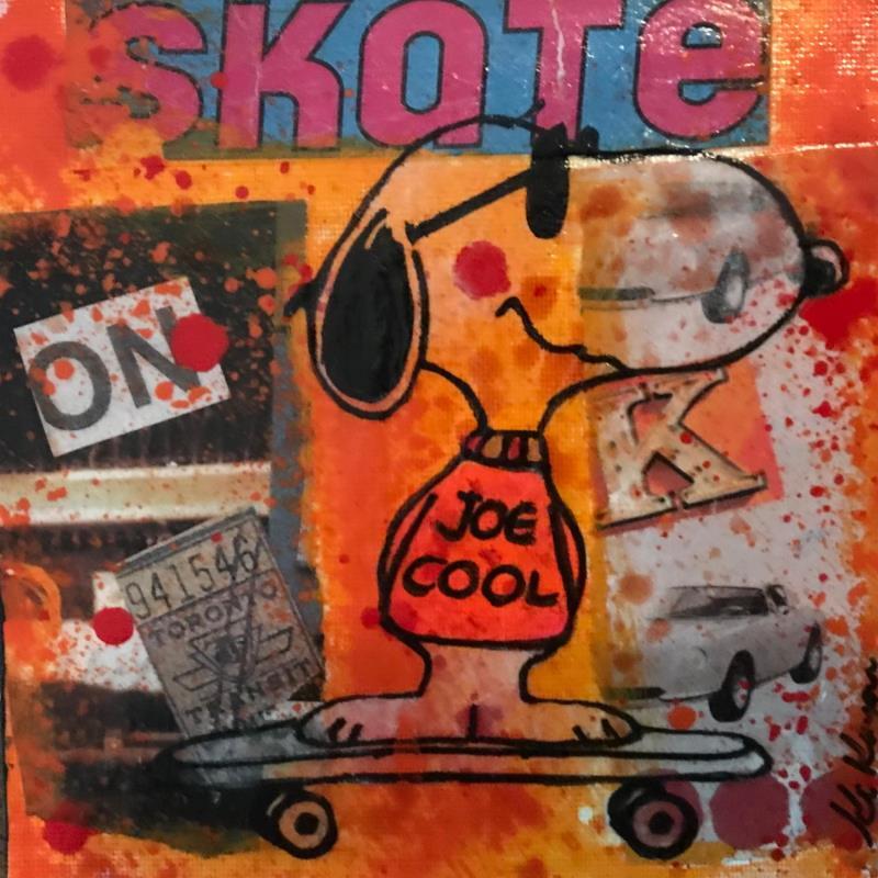 Gemälde Snoopy skate von Kikayou | Gemälde Pop-Art Acryl, Collage, Graffiti Pop-Ikonen