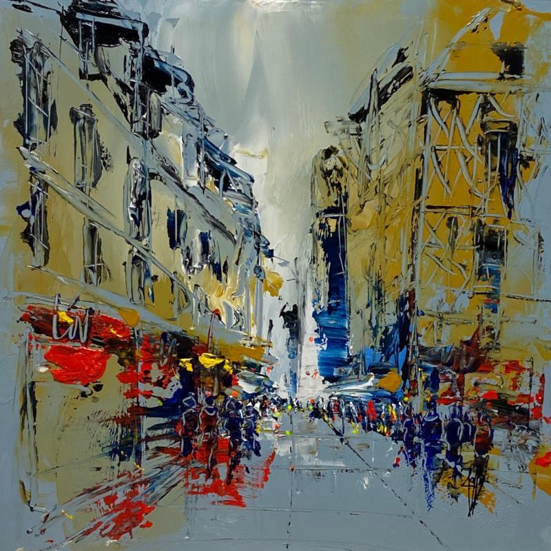 Peinture Balade en Ville par Raffin Christian | Tableau Figuratif Urbain Scènes de vie Huile