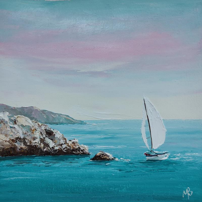 Painting Journée d'été en mer by Blandin Magali | Painting Figurative Landscapes Oil