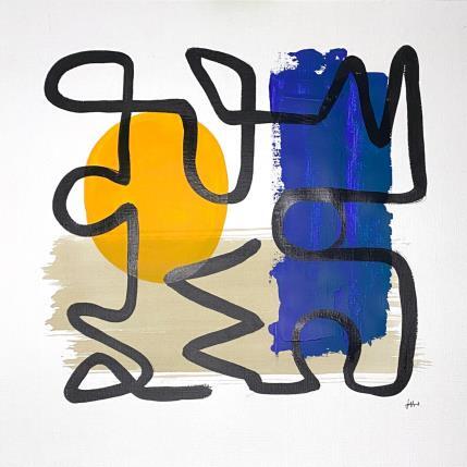 Painting Sunset on the ocean by Elliot Clara | Painting Abstract Acrylic, Ink