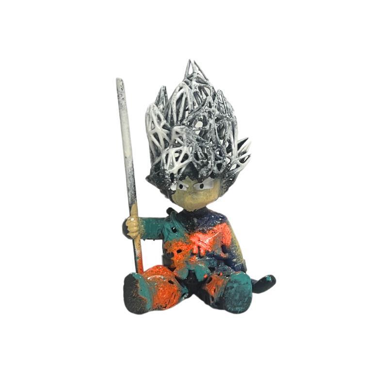 Sculpture WHITE KID SAIYAN by Mikhel Julien | Sculpture Pop-art Graffiti Resin