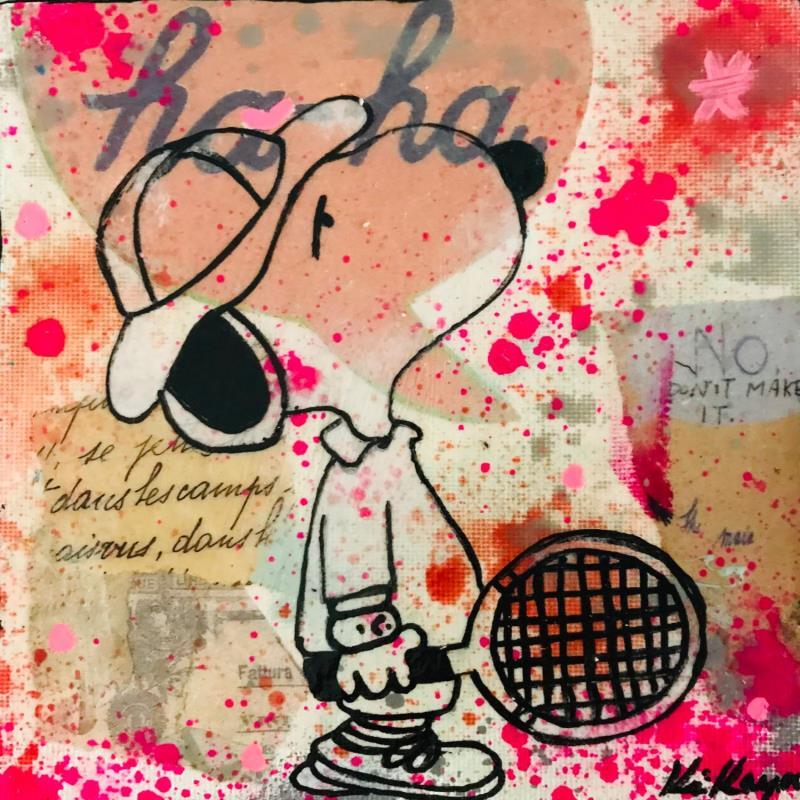 Gemälde Snoopy tennis von Kikayou | Gemälde Pop-Art Pop-Ikonen Graffiti Acryl Collage