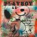 Gemälde Snoopy play boy von Kikayou | Gemälde Pop-Art Pop-Ikonen Graffiti Acryl Collage