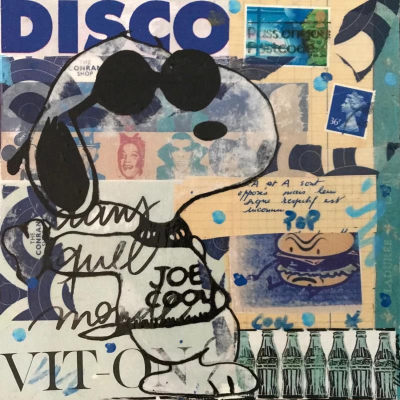 Peinture Snoopy cool vintage par Kikayou | Tableau Pop-art Icones Pop Graffiti Acrylique Collage