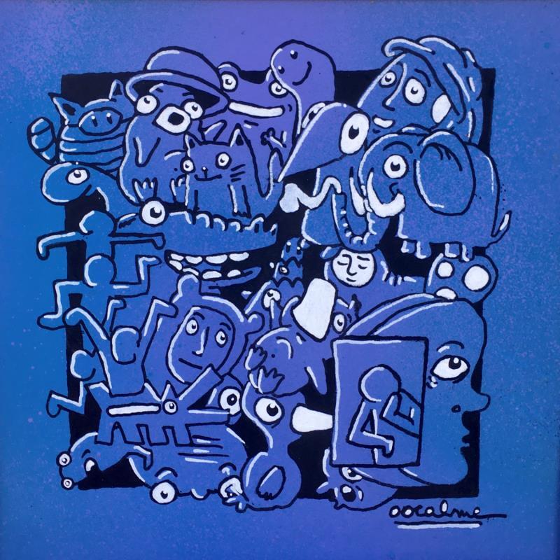 Gemälde Keith Blue von Oocalme | Gemälde Art brut Tiere Acryl Posca