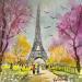 Peinture Tour Eiffel Champs de Mars par Lallemand Yves | Tableau Figuratif Urbain Acrylique