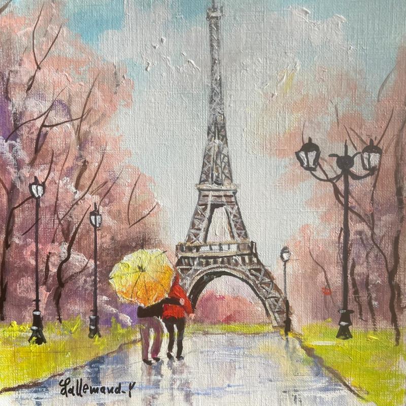 Painting En allant vers la Tour Eiffel  by Lallemand Yves | Painting Figurative Urban Acrylic