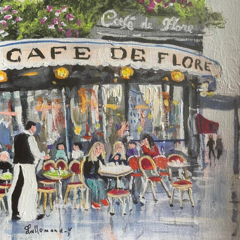 Peinture Café de Flore Paris par Lallemand Yves | Tableau Figuratif Urbain Acrylique