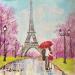 Peinture Champs de Mars Tour Eiffel par Lallemand Yves | Tableau Figuratif Urbain Acrylique