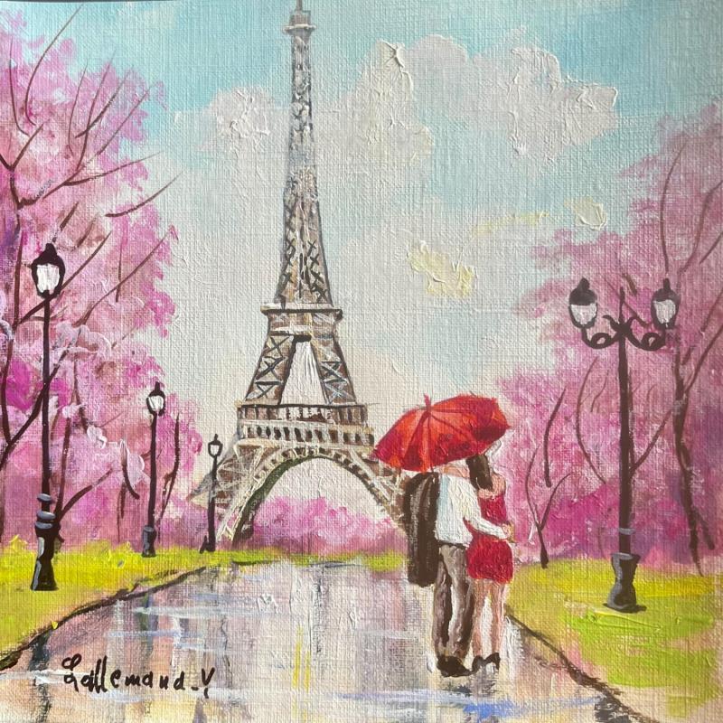 Peinture Champs de Mars Tour Eiffel par Lallemand Yves | Tableau Figuratif Urbain Acrylique