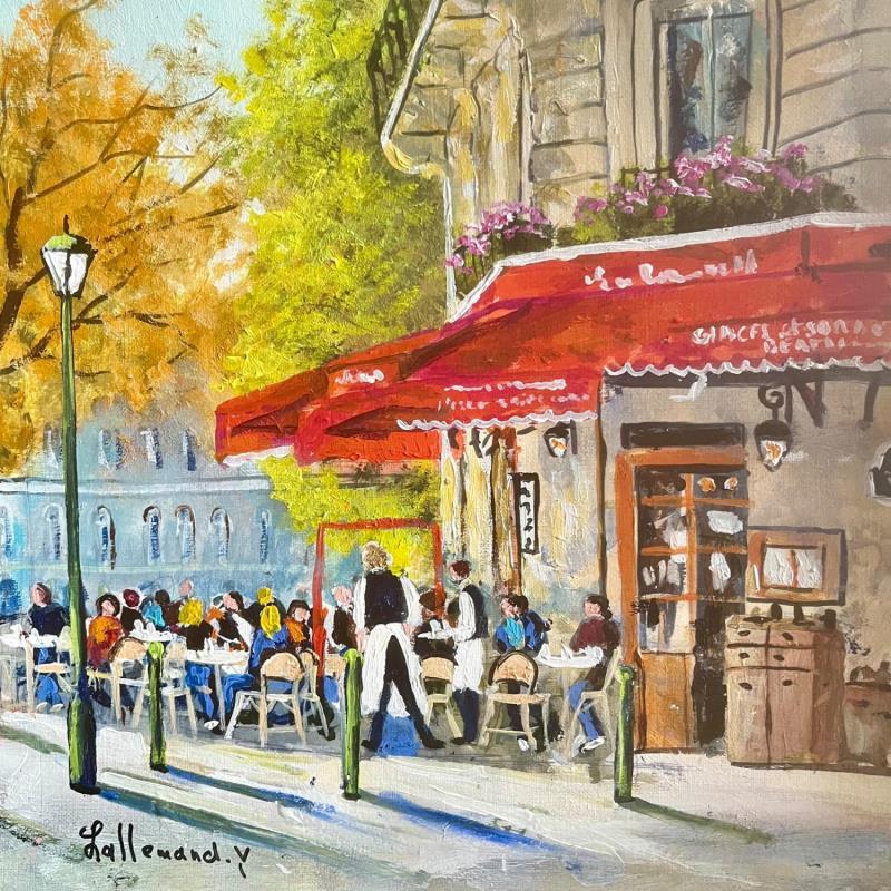 Peinture Brasserie Isle Saint Louis par Lallemand Yves | Tableau Figuratif Urbain Acrylique