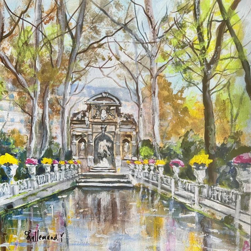 Peinture Jardin du Luxembourg Fontaine Médicis  par Lallemand Yves | Tableau Figuratif Urbain Acrylique