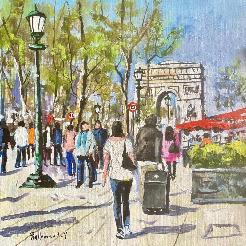 Peinture En alllant vers l Arc de Triomphe  par Lallemand Yves | Tableau Figuratif Urbain Acrylique