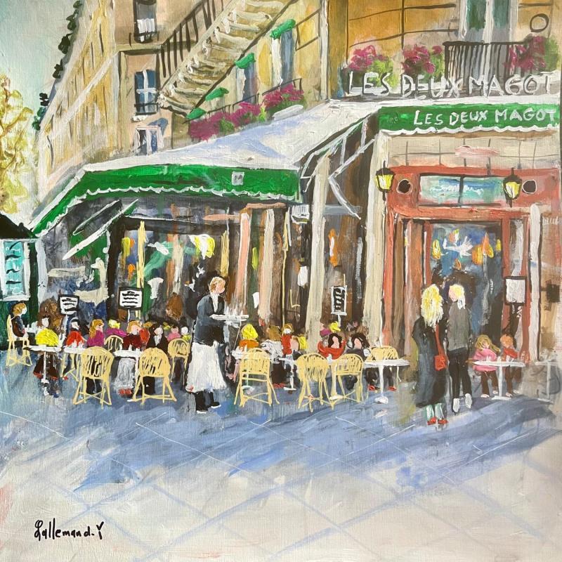 Painting Les Deux Magots PARIS by Lallemand Yves | Painting Figurative Urban Acrylic