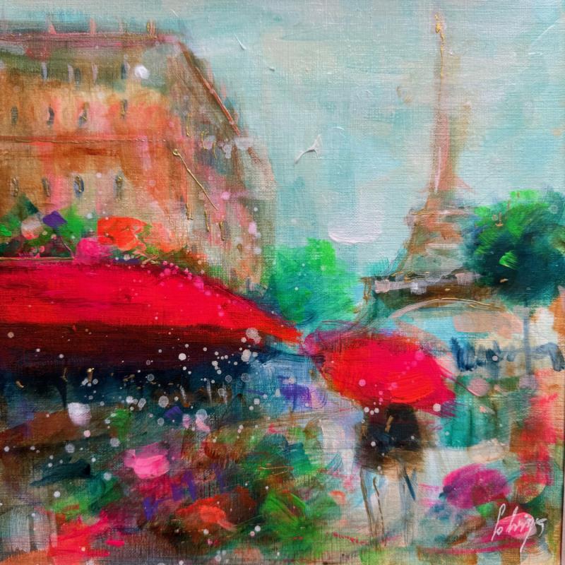 Peinture Vie parisienne par Solveiga | Tableau Figuratif Architecture Acrylique