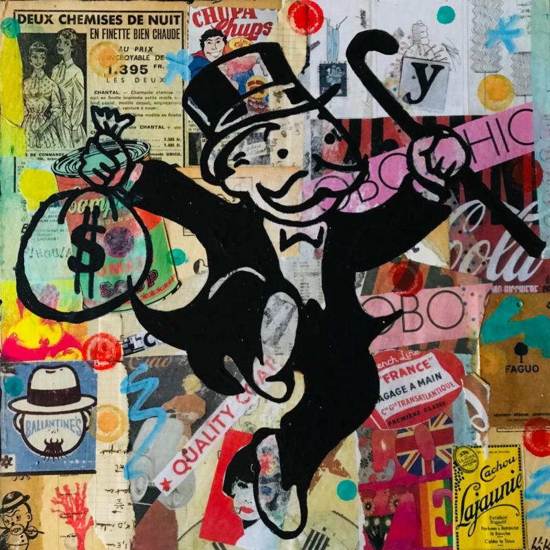 Gemälde Monopoly man von Kikayou | Gemälde Pop-Art Pop-Ikonen Graffiti Acryl Collage