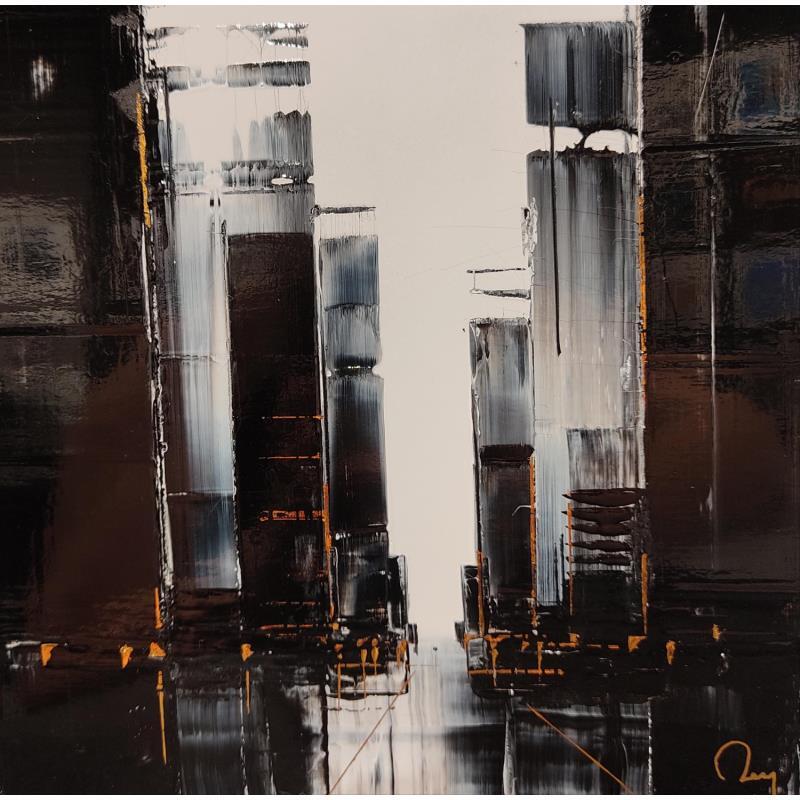 Painting A l'ombre des buildings by Rey Julien | Painting Figurative Gold leaf