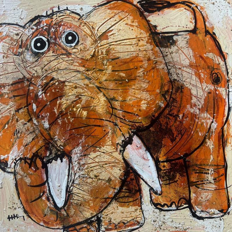 Peinture Elephant par Maury Hervé | Tableau Art Singulier Encre, Pigments, Posca, Sable Animaux