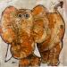 Peinture Elephant par Maury Hervé | Tableau Art Singulier Animaux Posca Encre Sable Pigments