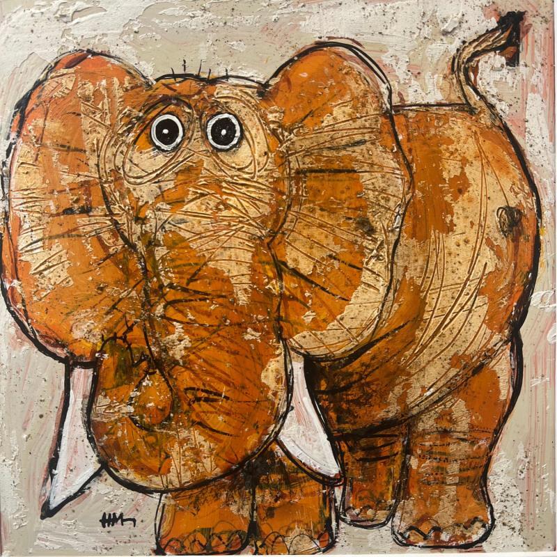 Painting Elephant by Maury Hervé | Painting Raw art Ink, Pigments, Posca, Sand Animals