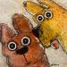 Painting 2 Dogs by Maury Hervé | Painting Raw art Animals Posca Ink Sand Pigments