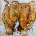 Painting Elephant by Maury Hervé | Painting Raw art Animals Posca Ink Sand Pigments