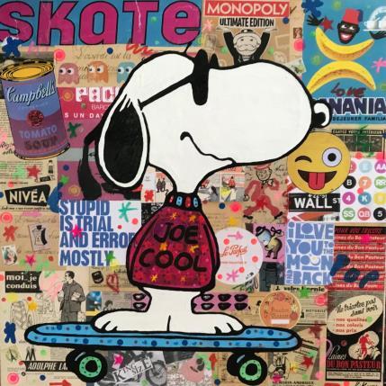 Gemälde snoopy skate vintage von Kikayou | Gemälde Pop-Art Acryl, Collage, Graffiti