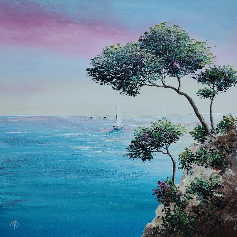 Painting Soirée en Méditerranée by Blandin Magali | Painting Figurative Landscapes Oil