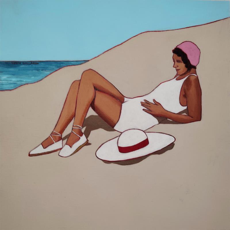 Painting Pénélope à la playa de las Arenas... by Gallardo Serge | Painting Figurative Life style Acrylic