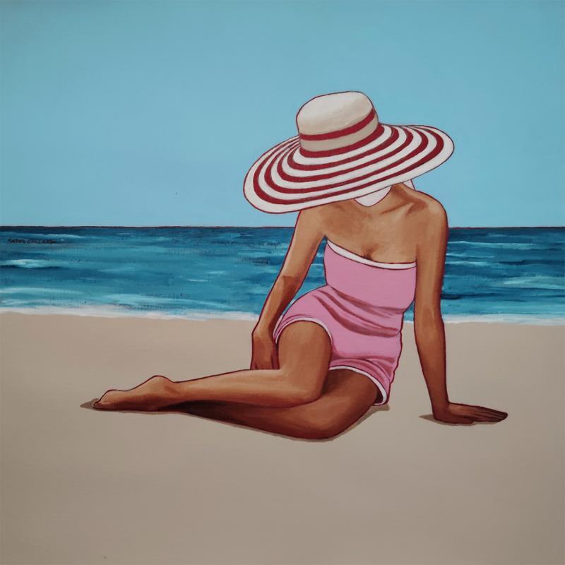 Gemälde Pénélope à Praia da Joaquina... von Gallardo Serge | Gemälde Figurativ Alltagsszenen Acryl