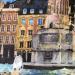 Gemälde Grand Place de Lille von G. Carta | Gemälde Pop-Art Landschaften Urban Acryl Collage Tinte Upcycling