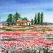 Painting La bastide aux coquelicots  by Hoffmann Elisabeth | Painting Figurative Landscapes Watercolor