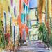 Gemälde Nice Ruelle aux couleurs chaudes  von Hoffmann Elisabeth | Gemälde Figurativ Urban Aquarell