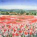 Gemälde Coquelicots à perte de vue  von Hoffmann Elisabeth | Gemälde Figurativ Landschaften Natur Aquarell