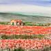 Painting Perdue dans les coquelicots  by Hoffmann Elisabeth | Painting Figurative Landscapes Nature Watercolor