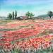 Painting Le domaine des coquelicots  by Hoffmann Elisabeth | Painting Figurative Landscapes Nature Watercolor