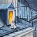 Painting The cat on the roof by Rasa | Painting Figurative Urban Acrylic