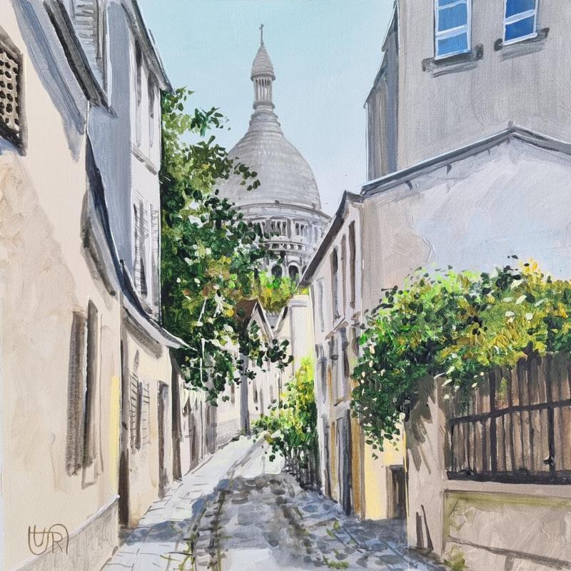 Painting Calm of Montmartre by Rasa | Painting Figurative Acrylic Urban