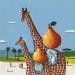 Painting Girafes aux poires by Lionnet Pascal | Painting Surrealism Landscapes Life style Animals Acrylic