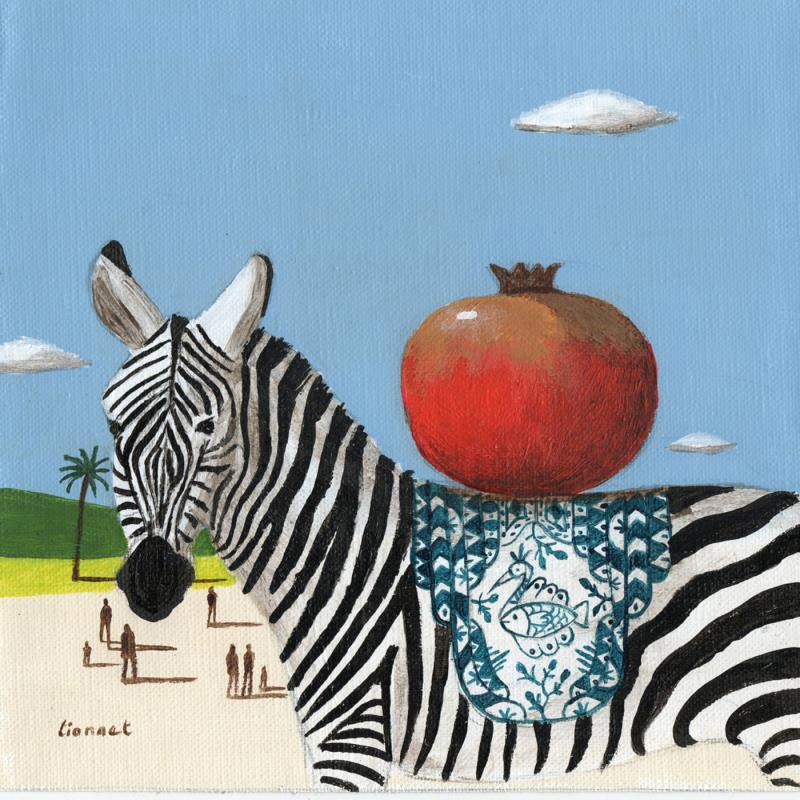 Painting  Zèbre à la grenade by Lionnet Pascal | Painting Surrealism Acrylic Animals, Life style, Pop icons, Still-life