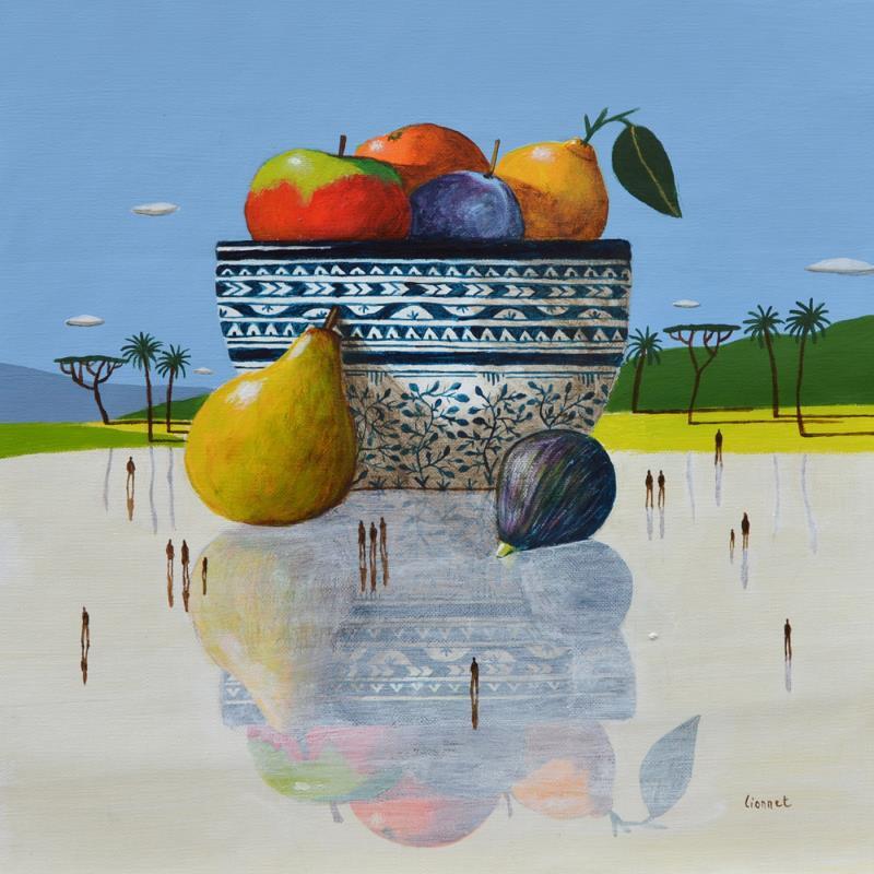 Painting coupe de fruits by Lionnet Pascal | Painting Surrealism Landscapes Life style Still-life Acrylic