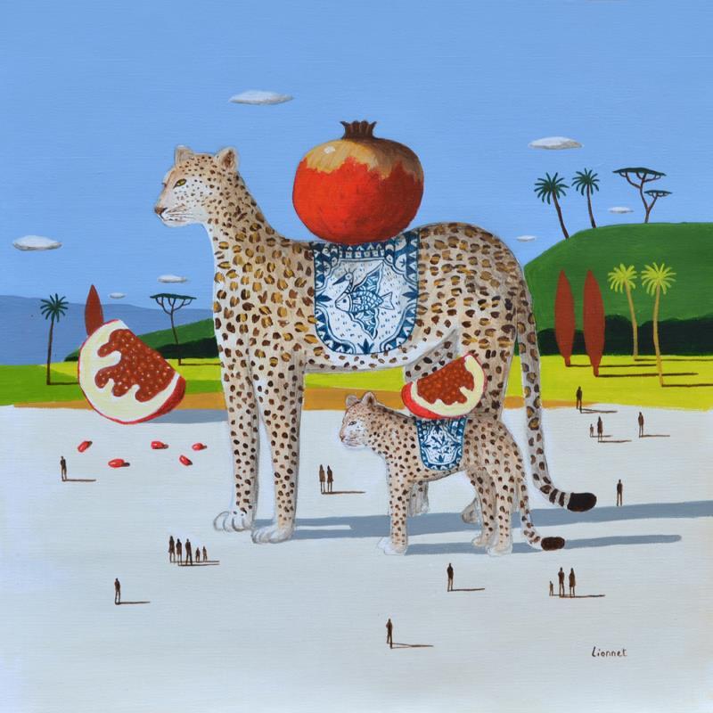 Painting  Léopards by Lionnet Pascal | Painting Surrealism Acrylic Animals, Landscapes, Life style