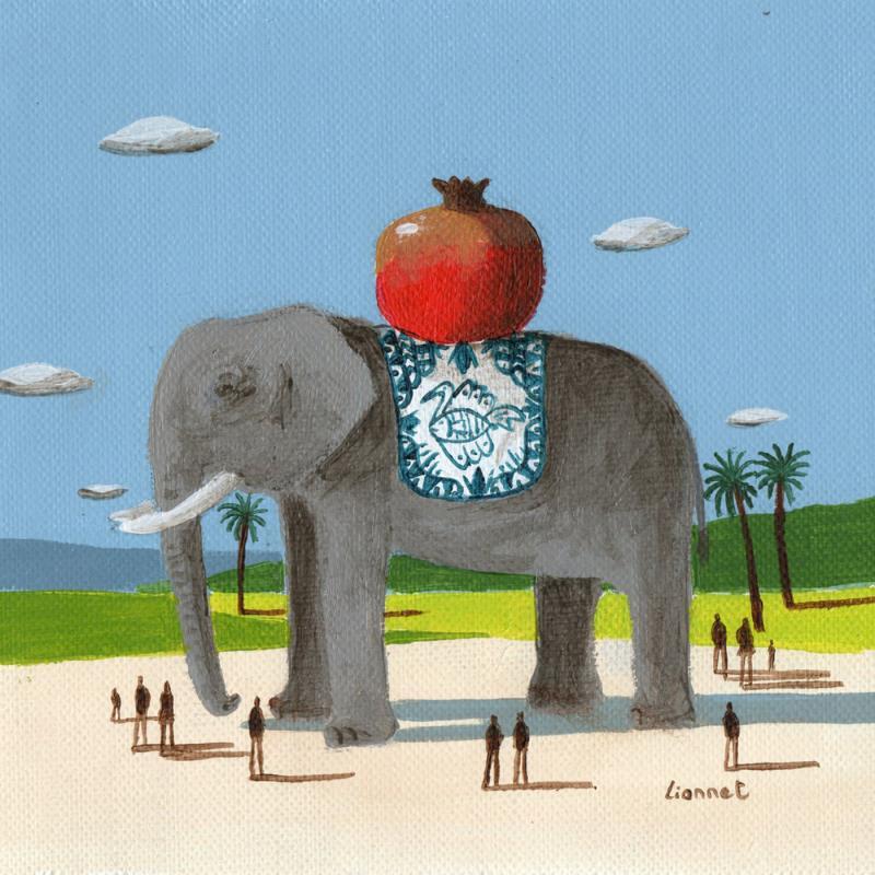 Painting éléphant à la grenade by Lionnet Pascal | Painting