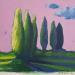 Painting Cyprès by Pasquale | Painting Figurative Landscapes Nature Architecture Acrylic