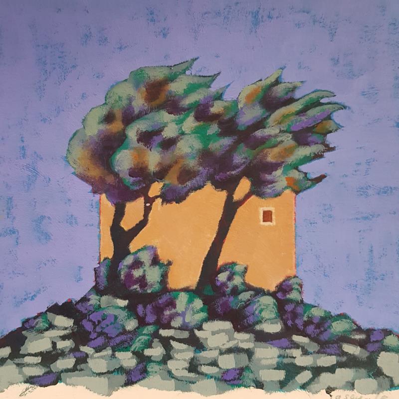 Painting Deux arbres by Pasquale | Painting Figurative Acrylic Architecture, Landscapes, Nature, Pop icons