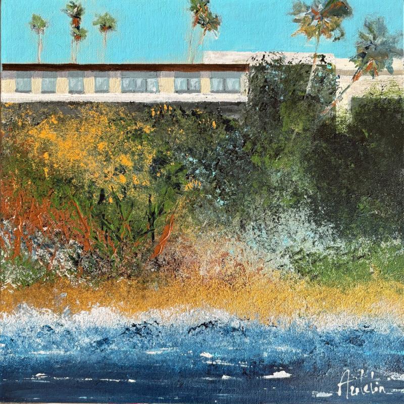 Gemälde Vue mer von Autelin Florence | Gemälde Figurativ Marine Natur Architektur Acryl