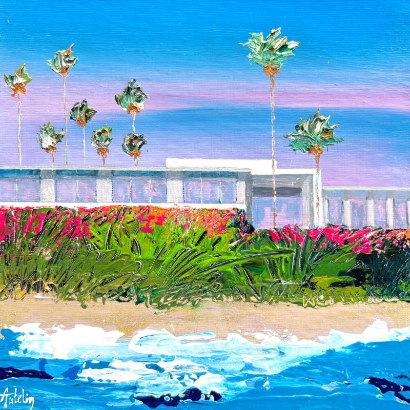 Painting Santa Monica by Autelin Florence | Painting Figurative Acrylic Architecture, Landscapes, Marine, Pop icons