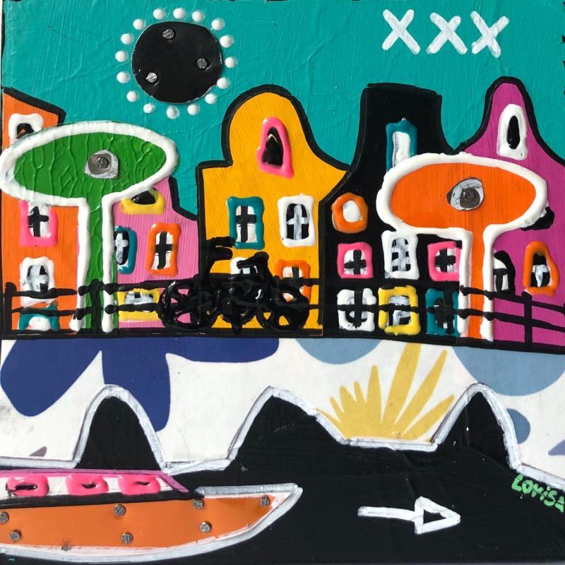 Painting Turquoise Mode 1 by Lovisa | Painting Pop-art Acrylic, Gluing, Metal, Paper, Posca, Upcycling Urban