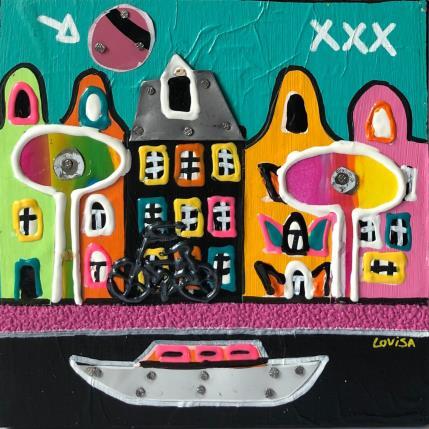Painting Turquoise Mode 2 by Lovisa | Painting Pop-art Acrylic, Gluing, Metal, Paper, Posca, Upcycling Urban