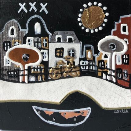 Painting Romantic Amsterdam 4 by Lovisa | Painting Pop-art Acrylic, Gluing, Gold leaf, Metal, Paper, Posca, Upcycling Urban